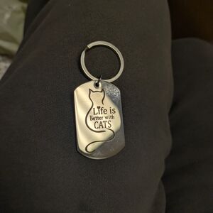 Life Is Better With Cats Silver Metal Key Chain